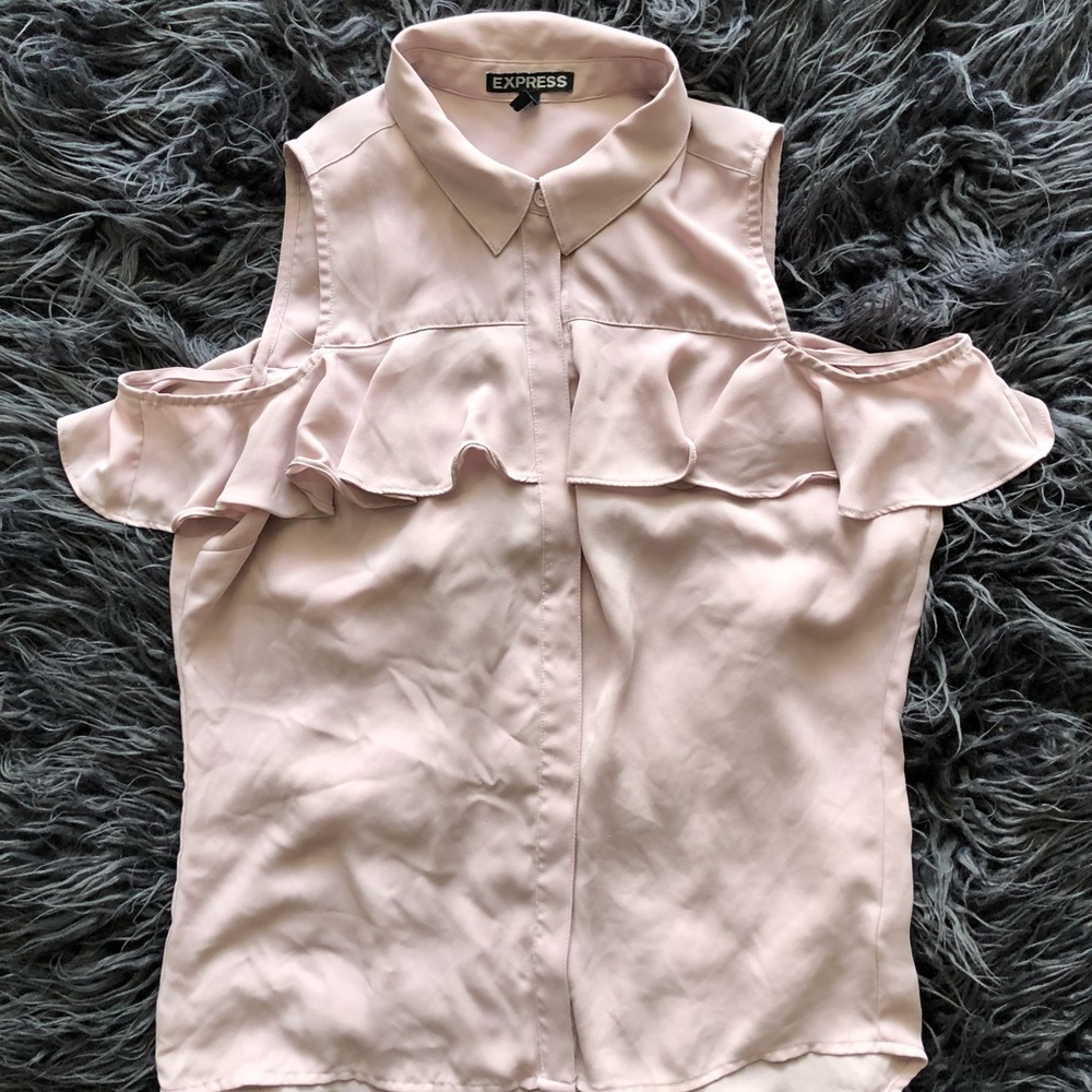 Cold shoulder ruffle sleeve top